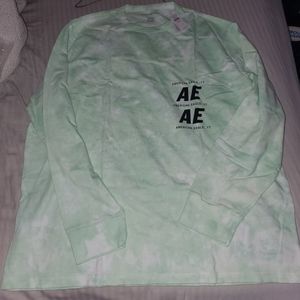 Green and White AE tie dye long sleeve shirt